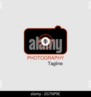 Logo de la photographie, emblème, logo de l'appareil photo, logo moderne, photographe, photographie macro, micro-photographie, caméra vidéo, design du logo, design moderne et modernisé Illustration de Vecteur