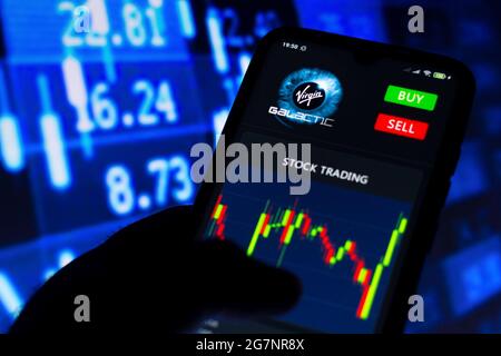 Brésil. 15 juillet 2021. Dans cette illustration, le logo Galactic vu sur un écran de smartphone avec bourse. (Photo de Rafael Henrique/SOPA Images/Sipa USA) crédit: SIPA USA/Alay Live News Banque D'Images