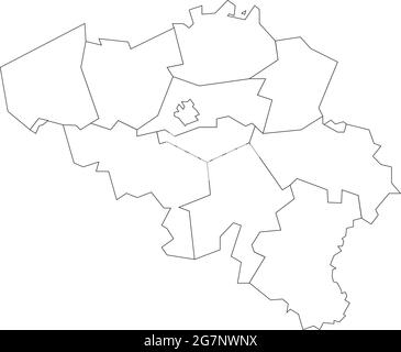 Carte vectorielle de Belgique pour étudier incolore avec contour Illustration de Vecteur