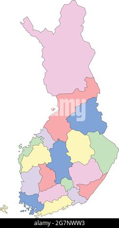 Carte vectorielle de la Finlande à étudier, colorée avec contour Illustration de Vecteur