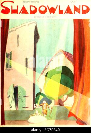 Couverture du magazine artistique Shadowland classique des années 1920. Œuvres d'art de A. M. Hopfmuller.