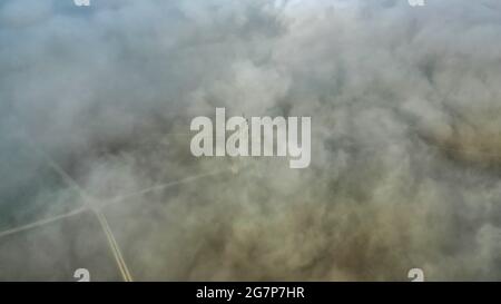 Brouillard recouvrant les champs Banque D'Images