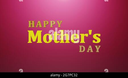 Graphiques d'illustration 3D du texte HAPPY MOTHER'S DAY Sign isolé sur fond rose Banque D'Images