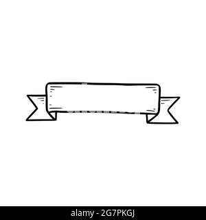 Élément de bannière de ruban. Style gribouillage à motif esquisse de Doodle. Illustration du vecteur de ruban dessiné à la main. Illustration de Vecteur
