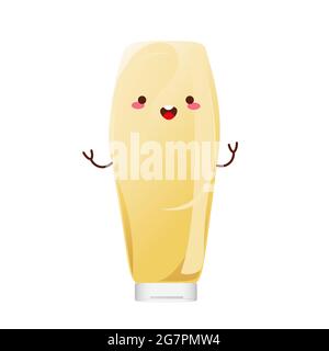 Mayonnaise adorable personnage dans une bouteille en verre. Pot de sauce blanche. Contenant à condiments de style dessin animé. Illustration vectorielle. Illustration de Vecteur