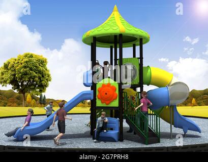 PARQUE DE JUEGOS PARA NIÑOS, PARC DE JEU POUR ENFANTS – RENDU Banque D'Images