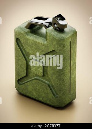 Cartouche de gaz vert vintage. Illustration 3D. Banque D'Images