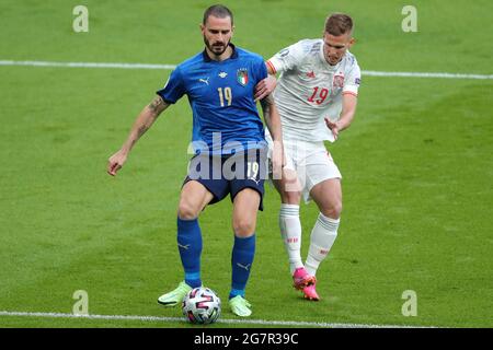 LEONARDO BONUCCI, DANI OLMO, ITALIE V ESPAGNE, 2021 Banque D'Images