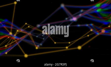 Rendu 3D de polygones astrologiques colorés dans l'espace sombre Banque D'Images