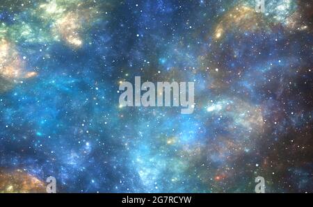 Arrière-plan avec l'espace et des étoiles de la nébuleuse, 3D illustration Banque D'Images