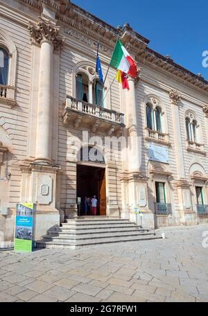 L'hôtel de ville de la ville baroque de Scicli. Raguse, Sicile, Italie Banque D'Images