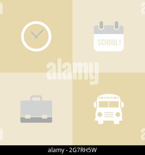 Ensemble d'icônes minimalistes pour la rentrée. Illustration vectorielle, conception plate Illustration de Vecteur