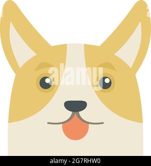 Adorable icône de chien corgi. Illustration plate de l'icône de vecteur de chien de corgi isolé sur fond blanc Illustration de Vecteur