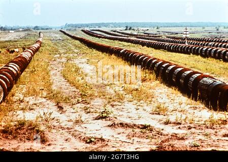 15 juin 1975, Union soviétique, Talnoje : sur le chantier routier près de Talnoje. La ligne Druzhba était un projet de jeunesse central de la Jeunesse allemande libre (FDJ) dans les années 1970. La section de construction de la RDA a fait 550 kilomètres de long, sur un total de 2,750 kilomètres. Date exacte de la photo inconnue. La photo a été numérisée à partir de la diapositive d'origine. Photo: Sammlung Heinz/dpa-Zentralbild/ZB Banque D'Images