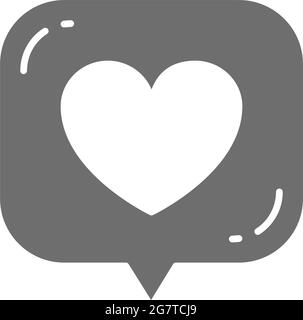 Cœur vectoriel dans la bulle de la parole, comme, l'icône de rétroaction positive en gris. Illustration de symbole et de signe. Isolé sur fond blanc Illustration de Vecteur