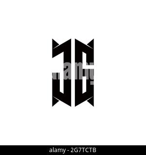 Logo JG monogramme avec forme de bouclier conceptions modèle vecteur icône moderne Illustration de Vecteur