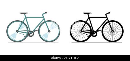 Jeu d'icônes de couleur et de noir pour vélo. Panneau de silhouette de couleur roue de vélo sur fond blanc. Illustration du vecteur eps du symbole du véhicule de transport en ville à vélo Illustration de Vecteur