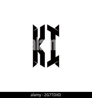 KI logo monogramme avec forme de bouclier conceptions modèle vecteur icône moderne Illustration de Vecteur