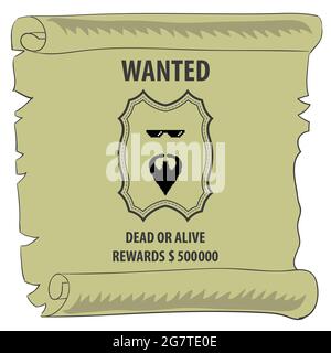 Wild West Vintage Banner. Affiche en papier. Affiche rétro. Mort ou vivante Illustration de Vecteur