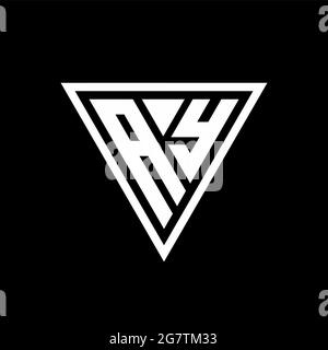 Logo AY lettre initiale monogramme avec modèle de forme de pilier isolé sur fond noir Illustration de Vecteur