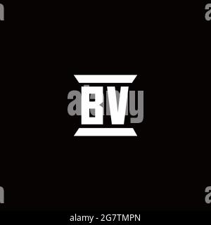Logo BV lettre initiale monogramme avec modèle de forme de pilier isolé sur fond noir Illustration de Vecteur