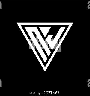 Logo NJ monogramme avec forme tirangle isolé sur fond noir icône de vecteur géométrique Illustration de Vecteur