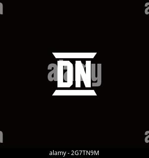 Logo DN lettre initiale monogramme avec modèle de forme de pilier isolé sur fond noir Illustration de Vecteur