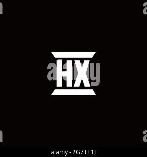 Logo HX lettre initiale monogramme avec modèle de forme de pilier isolé sur fond noir Illustration de Vecteur