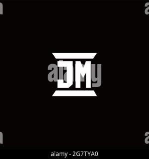 Logo JM lettre initiale monogramme avec modèle de forme de pilier isolé sur fond noir Illustration de Vecteur