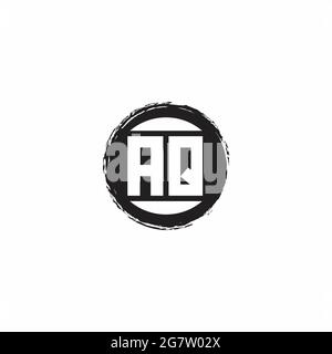 Logo AQ lettre initiale Monogramme avec modèle de forme de cercle abstrait isolé sur fond blanc Illustration de Vecteur