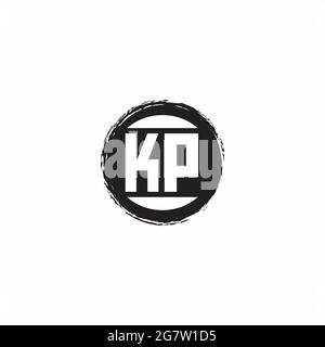 Logo KP lettre initiale Monogramme avec modèle de forme de cercle abstrait isolé sur fond blanc Illustration de Vecteur