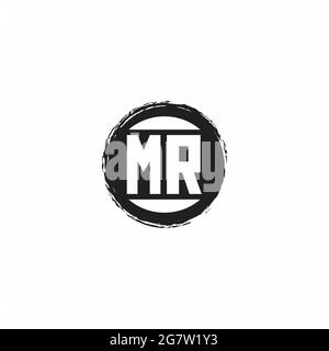 LOGO MR lettre initiale Monogramme avec modèle de forme de cercle abstrait isolé sur fond blanc Illustration de Vecteur