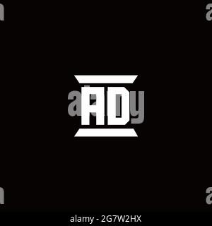 AD logo lettre initiale Monogramme avec modèle de forme de cercle abstrait isolé sur fond blanc Illustration de Vecteur