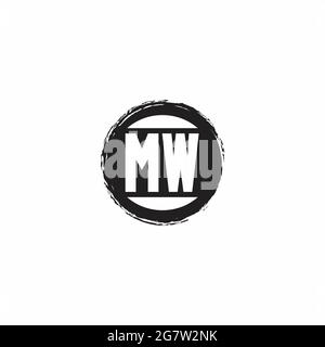 Logo MW lettre initiale Monogramme avec modèle de forme de cercle abstrait isolé sur fond blanc Illustration de Vecteur