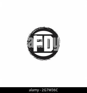 FD logo lettre initiale Monogramme avec modèle de forme de cercle abstrait isolé sur fond blanc Illustration de Vecteur