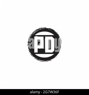 Logo PD lettre initiale Monogramme avec modèle de forme de cercle abstrait isolé sur fond blanc Illustration de Vecteur