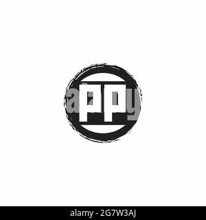 Logo PP lettre initiale Monogramme avec modèle de forme de cercle abstrait isolé sur fond blanc Illustration de Vecteur