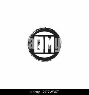 Logo QM lettre initiale Monogramme avec modèle de forme de cercle abstrait isolé sur fond blanc Illustration de Vecteur