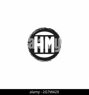 Logo HM lettre initiale Monogramme avec modèle de forme de cercle abstrait isolé sur fond blanc Illustration de Vecteur