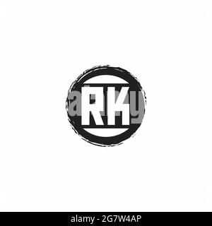 Logo RK lettre initiale Monogramme avec modèle de forme de cercle abstrait isolé sur fond blanc Illustration de Vecteur