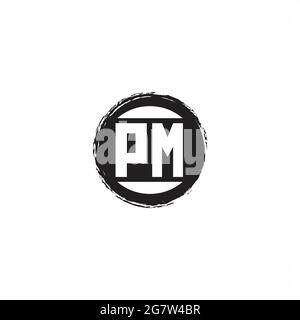 Logo PM lettre initiale Monogramme avec modèle de forme de cercle abstrait isolé sur fond blanc Illustration de Vecteur