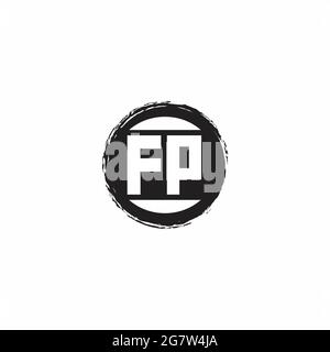 Logo FP lettre initiale Monogramme avec modèle de forme de cercle abstrait isolé sur fond blanc Illustration de Vecteur