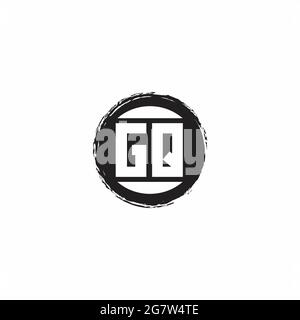 Logo GQ lettre initiale Monogramme avec modèle de forme de cercle abstrait isolé sur fond blanc Illustration de Vecteur