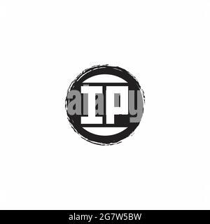 Logo IP lettre initiale Monogramme avec modèle de forme de cercle abstrait isolé sur fond blanc Illustration de Vecteur