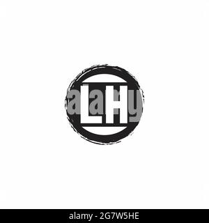 Logo LH lettre initiale Monogramme avec modèle de forme de cercle abstrait isolé sur fond blanc Illustration de Vecteur