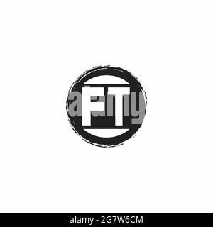 FT logo lettre initiale Monogramme avec modèle de forme de cercle abstrait isolé sur fond blanc Illustration de Vecteur