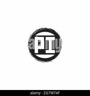 Logo PI lettre initiale Monogramme avec modèle de forme de cercle abstrait isolé sur fond blanc Illustration de Vecteur