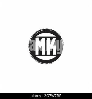 Logo MK lettre initiale Monogramme avec modèle de forme de cercle abstrait isolé sur fond blanc Illustration de Vecteur
