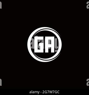 Logo GA lettre initiale monogramme avec tranche circulaire modèle de conception arrondie isolé sur fond noir Illustration de Vecteur