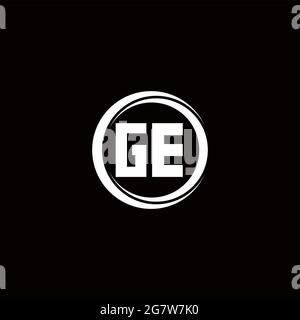 Logo GE lettre initiale monogramme avec tranche circulaire modèle de conception arrondie isolé sur fond noir Illustration de Vecteur